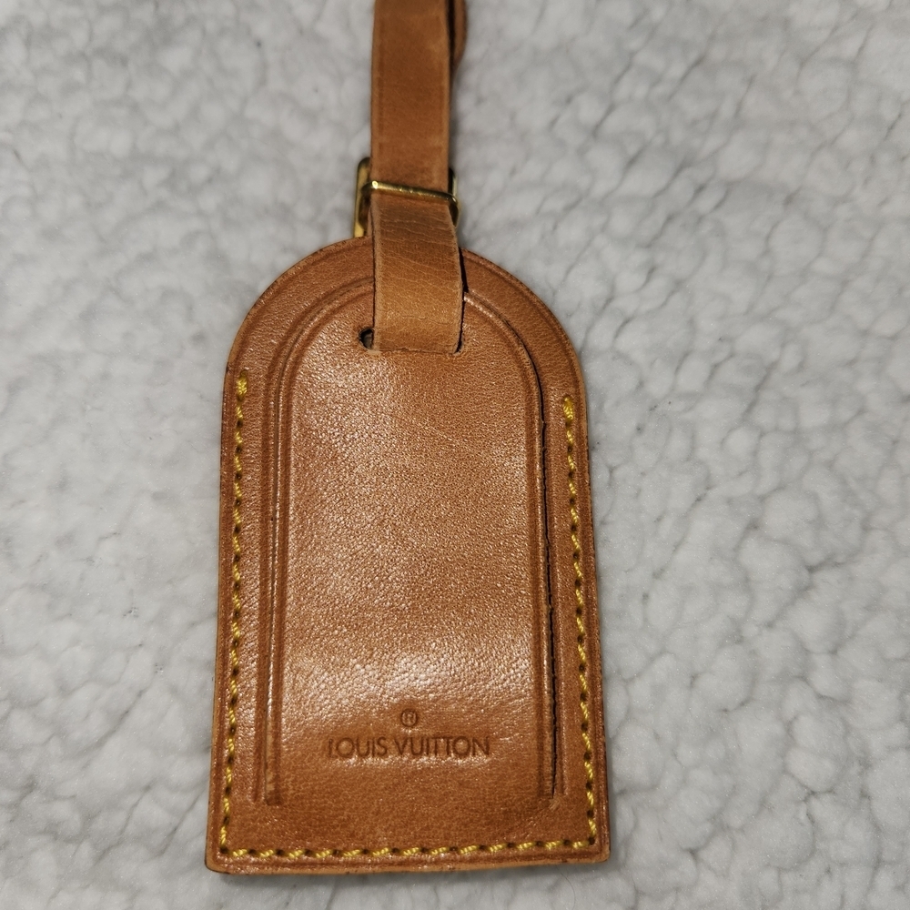 Authentic Louis Vuitton Tan Leather Luggage Tag